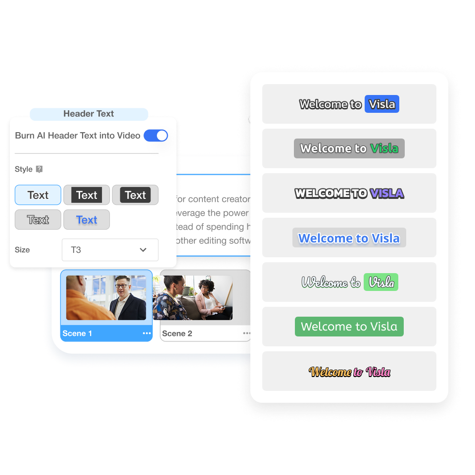 Scene‑based editor in Visla to refine and export a campus promo